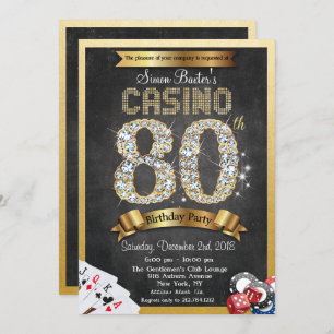 Casino Poker 80th Birthday Invitation Kaart