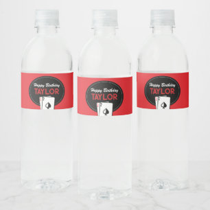 Casino Poker Card Birthday Water Bottle Étiquettes