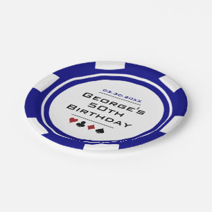 Casino Poker Chip Blue White Las Vegas Papieren Bordje