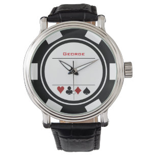 Casino Poker Chip Las Vegas Black White Horloge