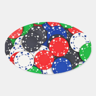 Casino poker chips ovale sticker