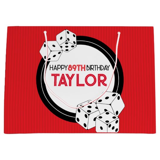 Casino Poker dobbelstenen verjaardag geschenk tas Groot Cadeauzakje (Voorkant)