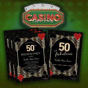 Casino Poker Fifty And Fabulous 50ste verjaardag  Kaart