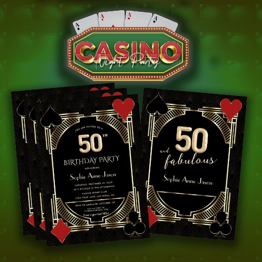 Casino Poker Fifty And Fabulous 50ste verjaardag Kaart
