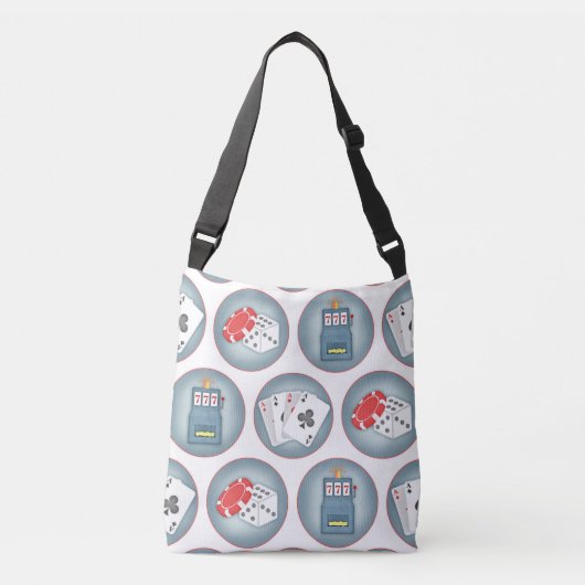 Casino Poker Gambling Kaarten Slot Machine Crossbody Tas (Voorkant)