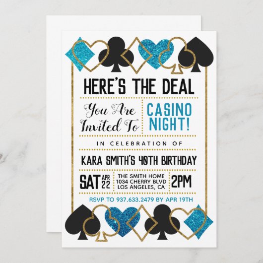 Casino Poker Invitation (Devant / Derrière)