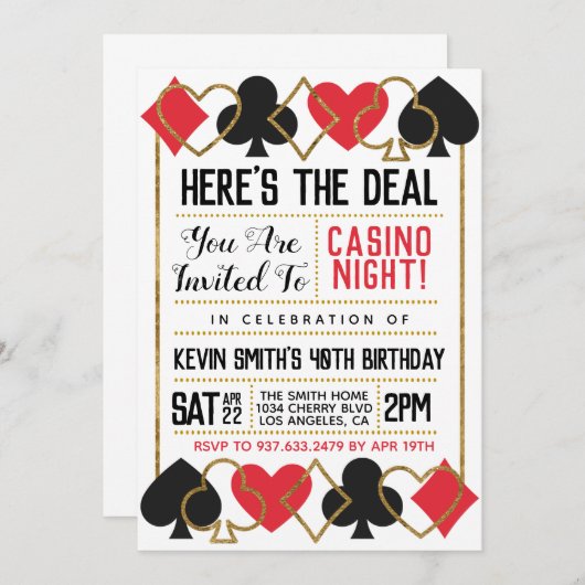 Casino Poker Invitation (Devant / Derrière)