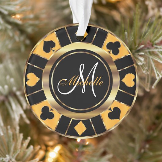 Casino Poker Monogram Chip - Geel Ornament (Boom)