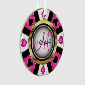 Casino Poker Monogram Chip - Hot Pink Ornament (voorkant)