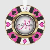 Casino Poker Monogram Chip - Hot Pink Ornament (achterkant)