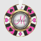Casino Poker Monogram Chip - Hot Pink Ornament (voorkant)