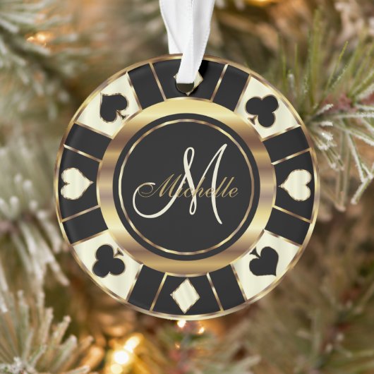 Casino Poker Monogram Chip - Ivory Ornament (Boom)