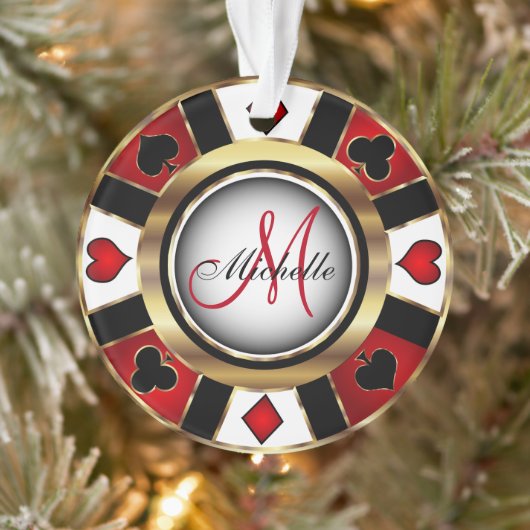 Casino Poker Monogram Chip - Rouge et or (Arbre)