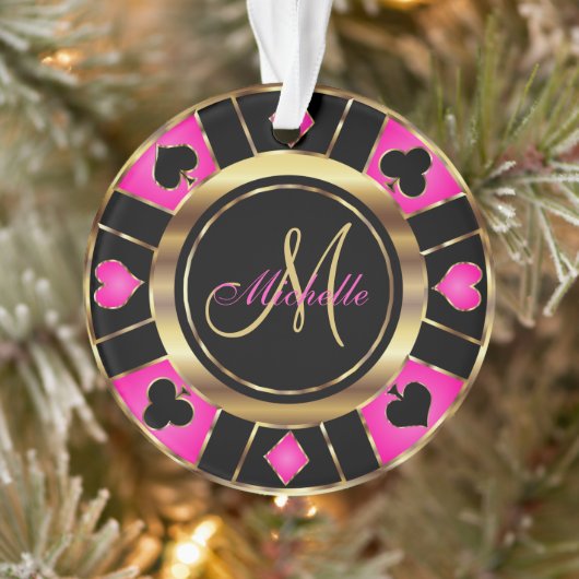 Casino Poker Monogram Chip - Roze Ornament (Boom)
