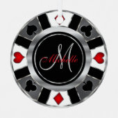 Casino Poker Monogram Chip - Silver Metalen Ornament (Voorkant)