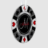 Casino Poker Monogram Chip - Silver Ornament (voorkant)