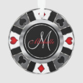 Casino Poker Monogram Chip - Silver Ornament (achterkant)
