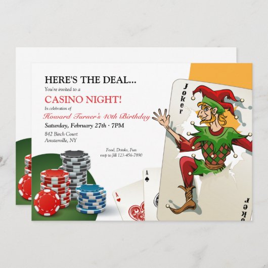 Casino Poker Nacht Kaart (Voorkant / Achterkant)