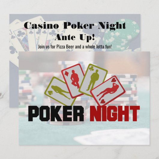 Casino Poker Night Party Invitation (Devant / Derrière)