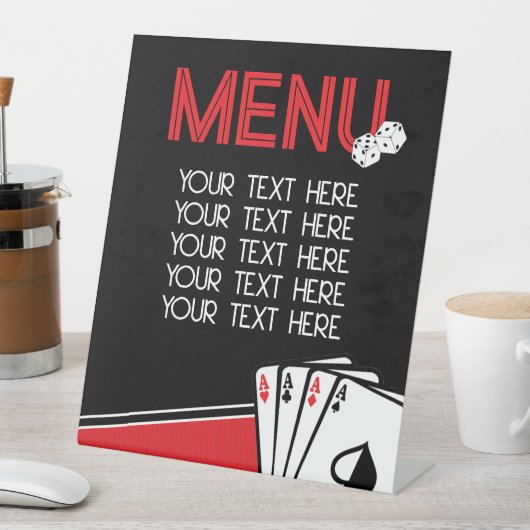 Casino Poker Party Menu Pedestal Sign Reclamebord Met Voetstuk (Insitu)