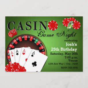 CASINO Poker Vegas Party Birthday Invitations Kaart