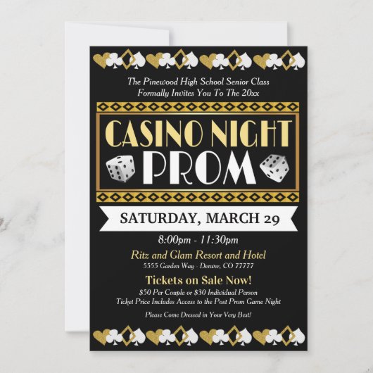 Casino Prom Night High School Dance Invitation (Devant)