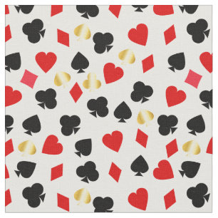 Casino Red, Black en Gold Kaart Suit Gambling Stof