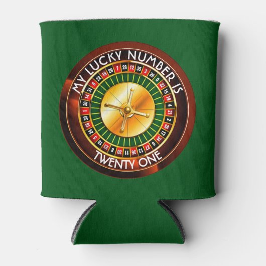 Casino Roulette wiel met uw Lucky Aantal Blikjeskoeler (Voorkant)