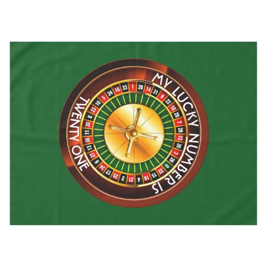 Casino Roulette wiel met uw Lucky Aantal Tafelkleed (Voorkant (Horizontaal))