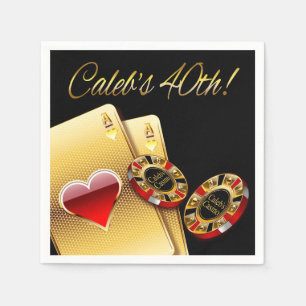 Casino Style 40th Party VRAAG NAAR NAMEN IN CHIPS Servetten