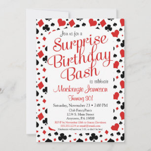 Casino Surprise Party Invitation Poker Vegas Game Kaart