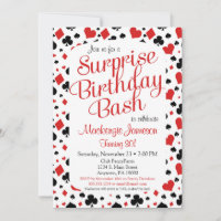 Casino Surprise Party Invitation Poker Vegas Jeu