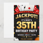 Casino Theme Birthday Invitation Card (Devant / Derrière)