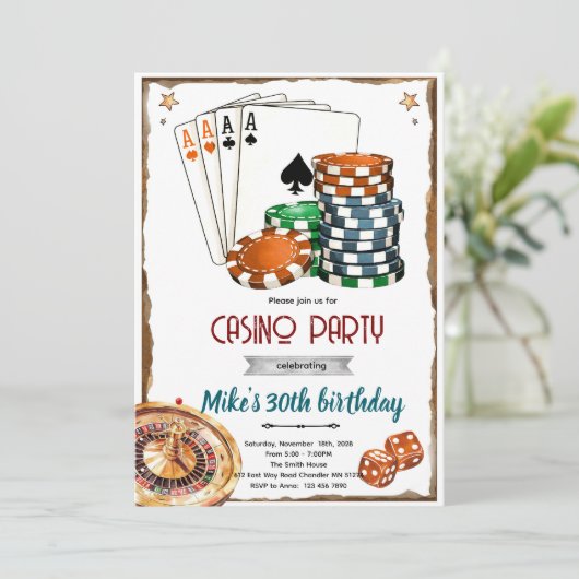 Casino theme party Invitation (Debout devant)