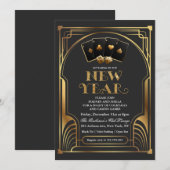 Casino Vegas Gold New Year's Eve Invitation (Devant / Derrière)
