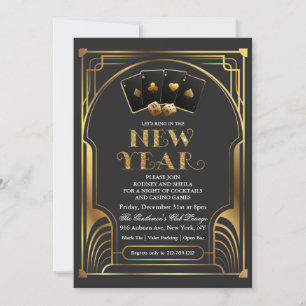 Casino Vegas Gold New Year's Eve Invitation