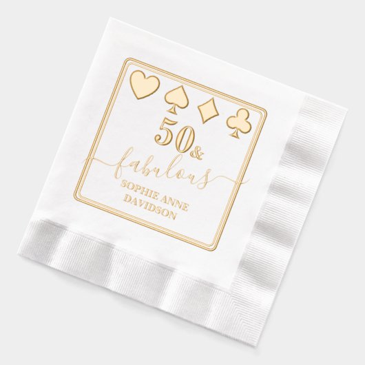 Casino Vegas Goud 50 en Fabulous Vrouw Verjaardag Folie Servetten (Links)