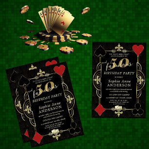 Casino Vegas Poker 50 en Fabulous Verjaardagsfeest Kaart