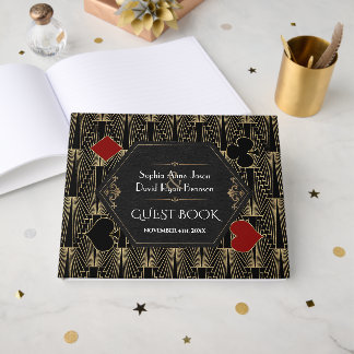 Casino Vegas Roaring 20s Gatsby Art Deco Bruiloft Gastenboek