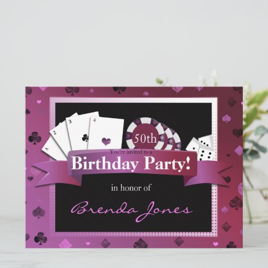 Casino - Vegas style invitation d'anniversaire (Debout devant)