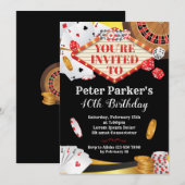 Casino Verjaardag Uitnodiging (Voorkant / Achterkant)