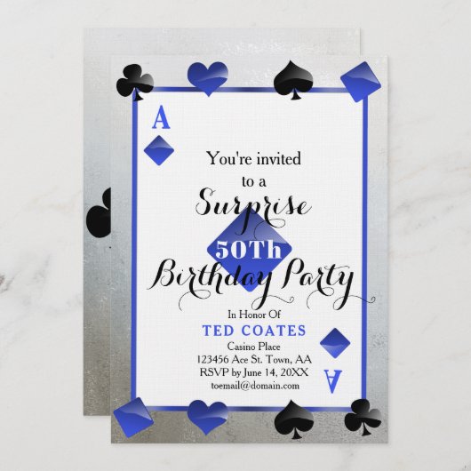 Casino Verjaardag Verrassing Uitnodiging (Voorkant / Achterkant)