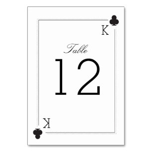 Casino Wedding Table Number Card - Clubs Kaart