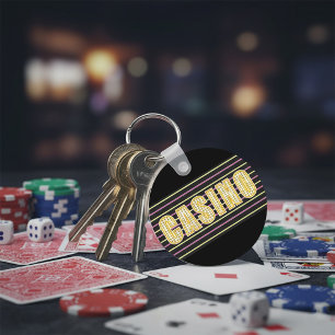 Casinobord met neonstippenletters sleutelhanger