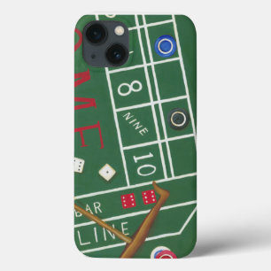 Casinokraps-tafel met fiches en dobbelstenen iPhone 13 hoesje