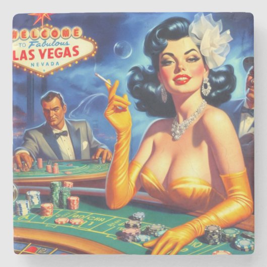  casinovrouw stenen onderzetter (Voorkant)