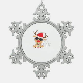 Casj Boys Unisex Volwassenen Rendier Kleine Korte Tin Sneeuwvlok Ornament