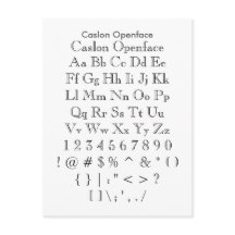 Caslon Openface - Zazzle Font Sampler Blad