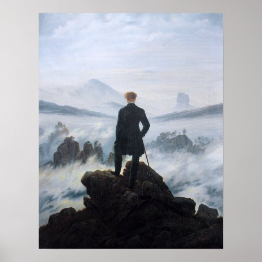 Caspar David Friedrich De zwerver boven het Zee Poster (Voorkant)