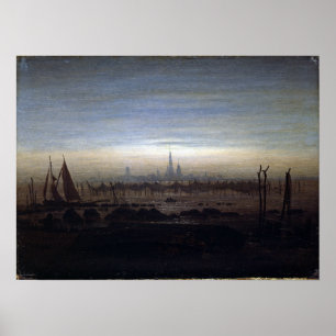 Caspar David Friedrich Greifswald in Moonlight Poster